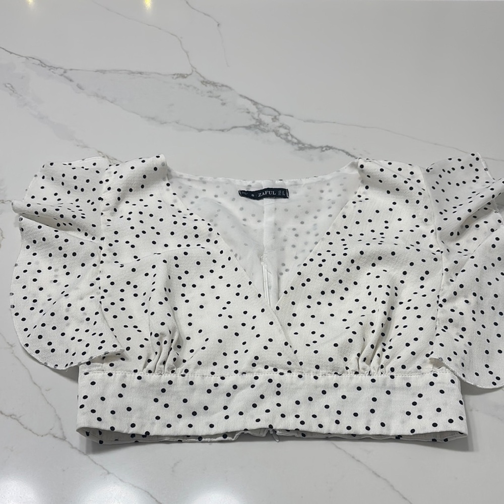 Zaful Black and White Polka Dot Blouse